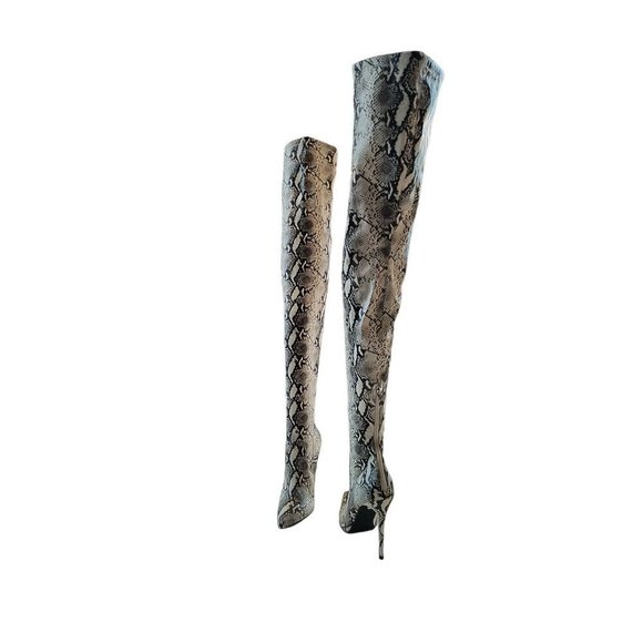 NWOB Steve Madden Vegan Thigh High Dominique Boot Women Light Grey Boots Size 6M - Picture 3 of 15